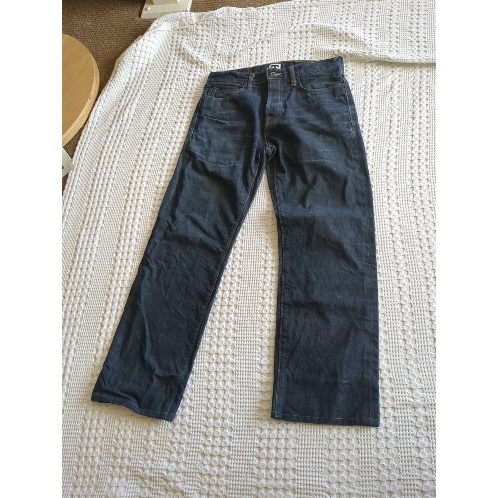 Tellason Ankara Selvedge Straight Leg Jeans Sz 30 Blue HEMMED 30X27